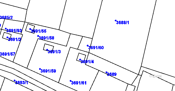 Parcela st. 3691/60 v KÚ Tachov, Katastrální mapa