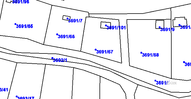 Parcela st. 3691/67 v KÚ Tachov, Katastrální mapa