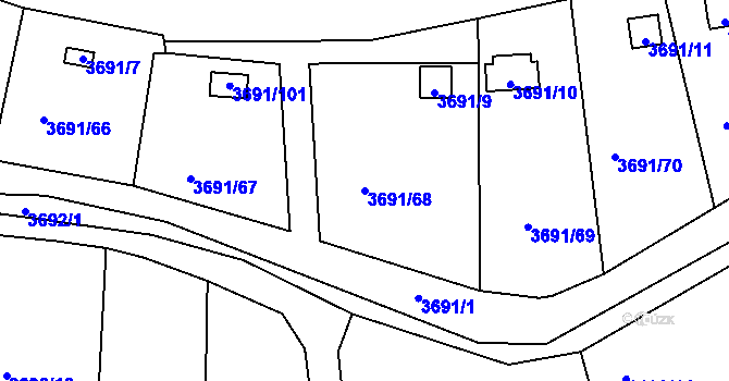 Parcela st. 3691/68 v KÚ Tachov, Katastrální mapa