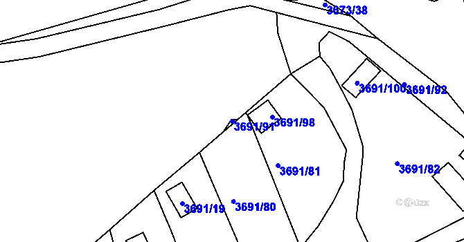 Parcela st. 3691/91 v KÚ Tachov, Katastrální mapa