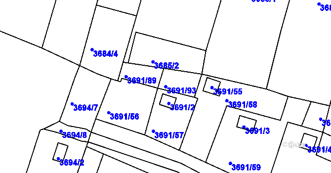Parcela st. 3691/93 v KÚ Tachov, Katastrální mapa
