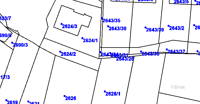 Parcela st. 2643/34 v KÚ Tachov, Katastrální mapa