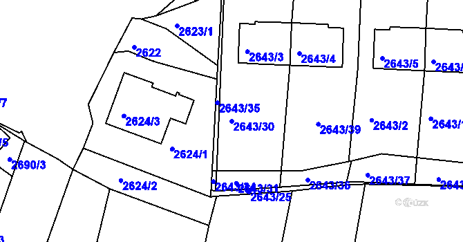 Parcela st. 2643/30 v KÚ Tachov, Katastrální mapa