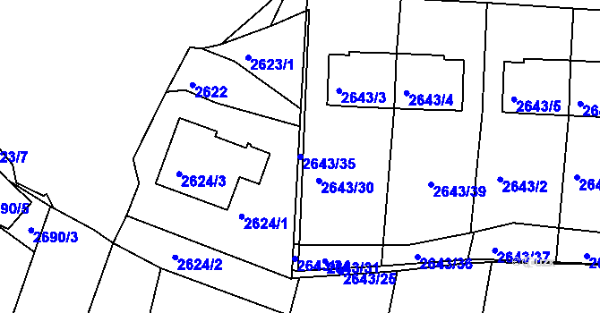 Parcela st. 2643/35 v KÚ Tachov, Katastrální mapa