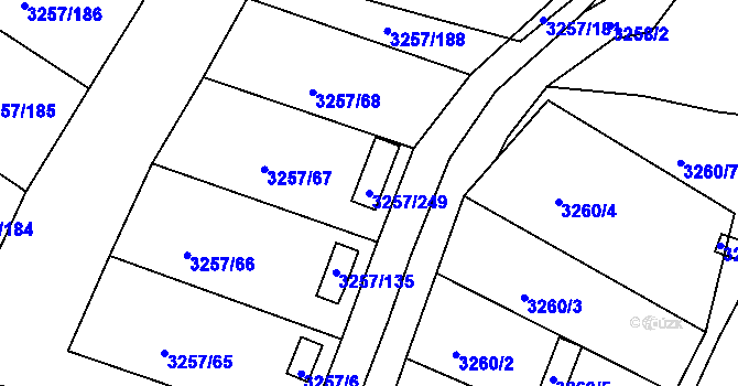 Parcela st. 3257/249 v KÚ Tachov, Katastrální mapa