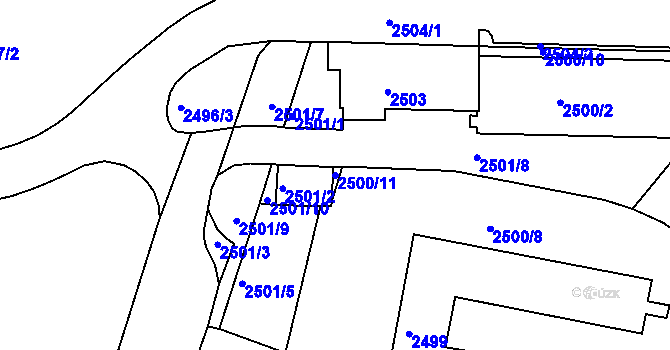 Parcela st. 2500/11 v KÚ Tachov, Katastrální mapa