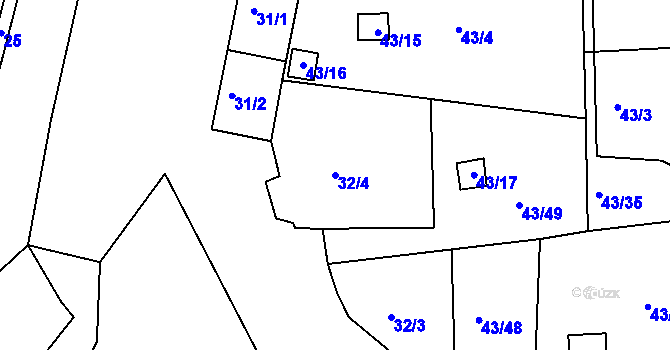 Parcela st. 32/4 v KÚ Malý Rapotín, Katastrální mapa