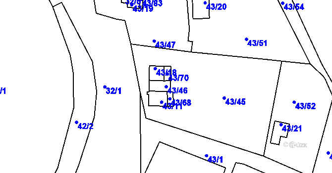 Parcela st. 43/46 v KÚ Malý Rapotín, Katastrální mapa
