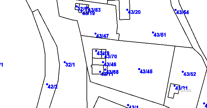 Parcela st. 43/70 v KÚ Malý Rapotín, Katastrální mapa
