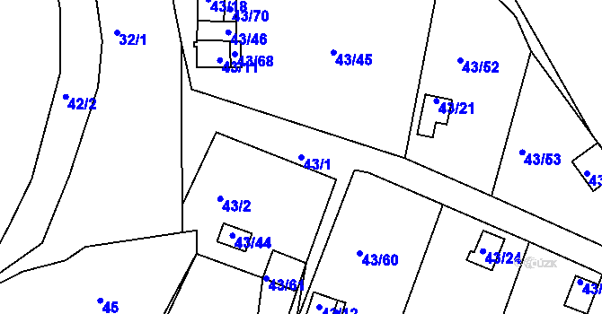 Parcela st. 43/1 v KÚ Malý Rapotín, Katastrální mapa