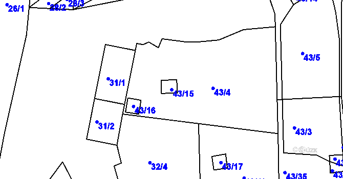 Parcela st. 43/15 v KÚ Malý Rapotín, Katastrální mapa