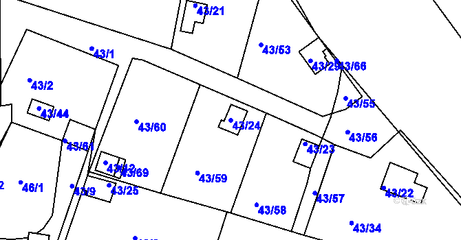 Parcela st. 43/24 v KÚ Malý Rapotín, Katastrální mapa