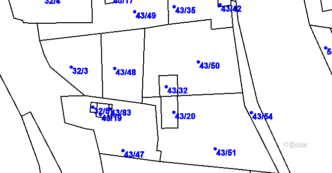 Parcela st. 43/32 v KÚ Malý Rapotín, Katastrální mapa