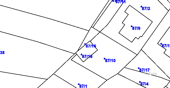 Parcela st. 87/16 v KÚ Malý Rapotín, Katastrální mapa