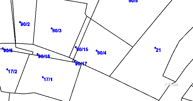 Parcela st. 90/4 v KÚ Malý Rapotín, Katastrální mapa