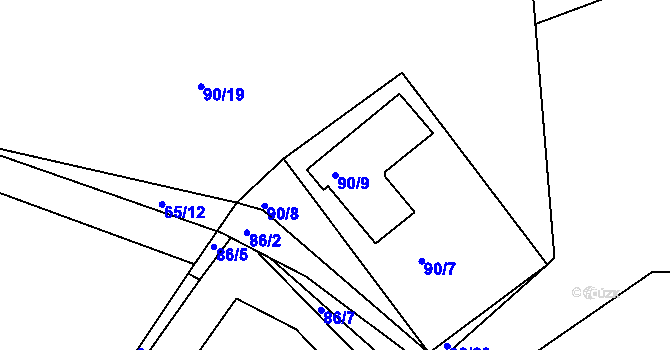 Parcela st. 90/9 v KÚ Malý Rapotín, Katastrální mapa