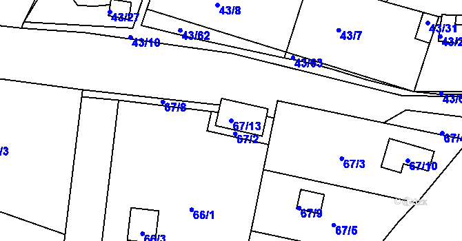 Parcela st. 67/13 v KÚ Malý Rapotín, Katastrální mapa