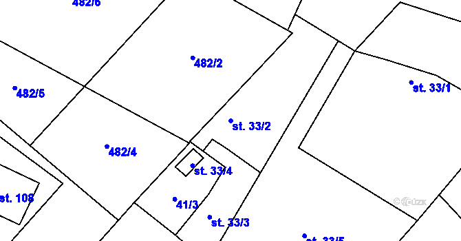 Parcela st. 33/2 v KÚ Tachov u Doks, Katastrální mapa