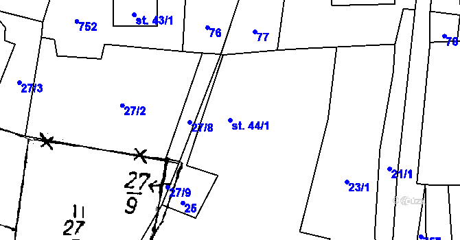 Parcela st. 44/1 v KÚ Tachov u Doks, Katastrální mapa