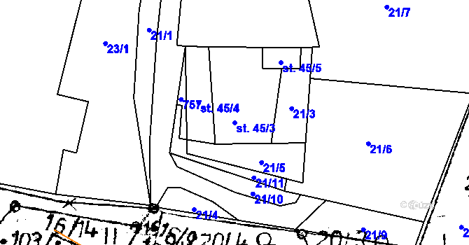 Parcela st. 45/3 v KÚ Tachov u Doks, Katastrální mapa