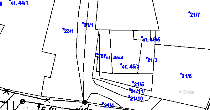 Parcela st. 45/4 v KÚ Tachov u Doks, Katastrální mapa