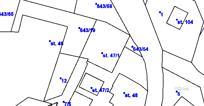 Parcela st. 47/1 v KÚ Tachov u Doks, Katastrální mapa
