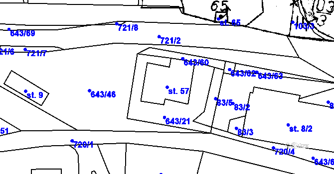 Parcela st. 57 v KÚ Tachov u Doks, Katastrální mapa
