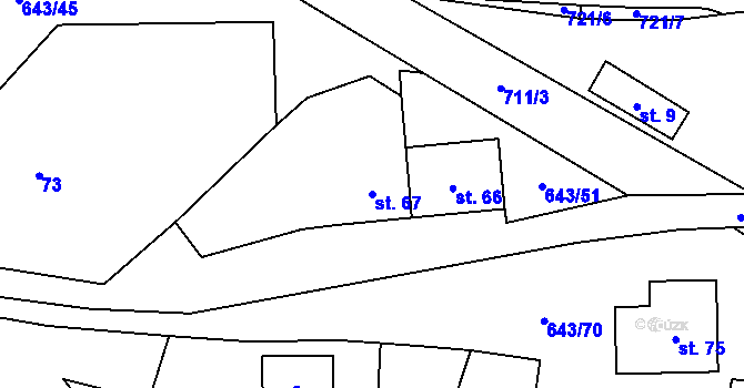 Parcela st. 67 v KÚ Tachov u Doks, Katastrální mapa