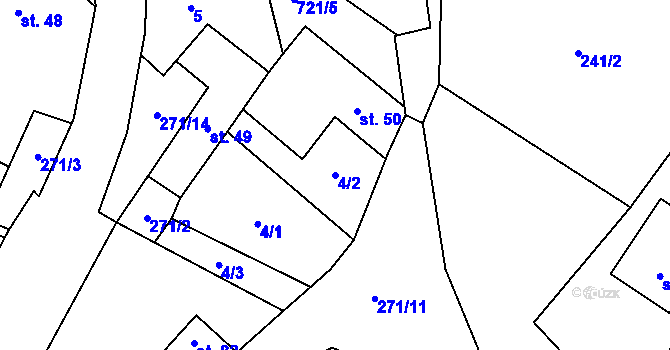 Parcela st. 4/2 v KÚ Tachov u Doks, Katastrální mapa