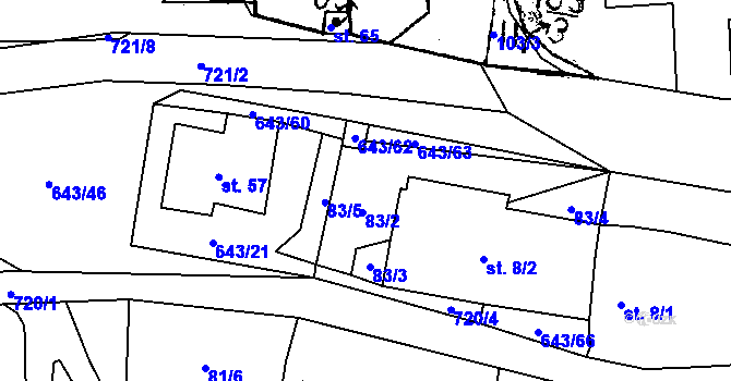Parcela st. 83/2 v KÚ Tachov u Doks, Katastrální mapa