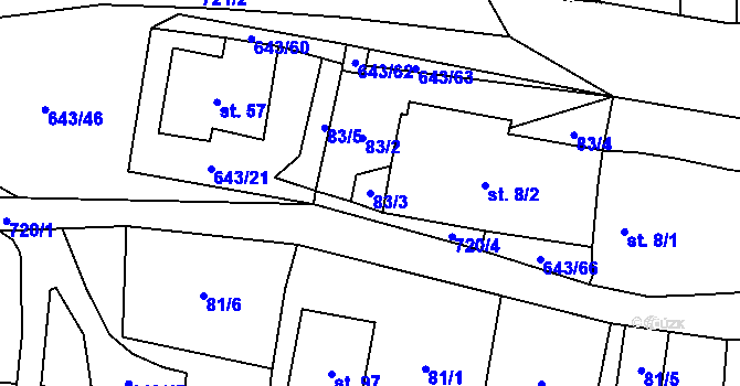 Parcela st. 83/3 v KÚ Tachov u Doks, Katastrální mapa