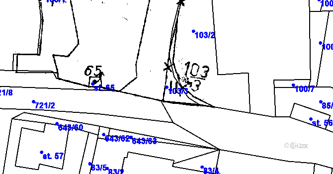 Parcela st. 103/3 v KÚ Tachov u Doks, Katastrální mapa