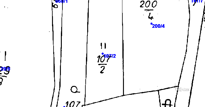 Parcela st. 107/2 v KÚ Tachov u Doks, Katastrální mapa