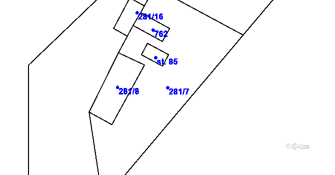 Parcela st. 281/7 v KÚ Tachov u Doks, Katastrální mapa