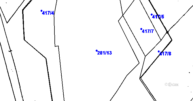 Parcela st. 281/13 v KÚ Tachov u Doks, Katastrální mapa
