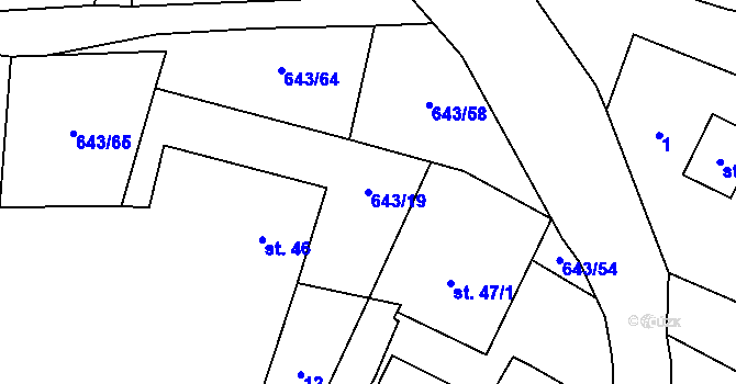 Parcela st. 643/19 v KÚ Tachov u Doks, Katastrální mapa