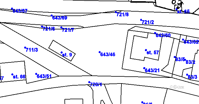 Parcela st. 643/46 v KÚ Tachov u Doks, Katastrální mapa