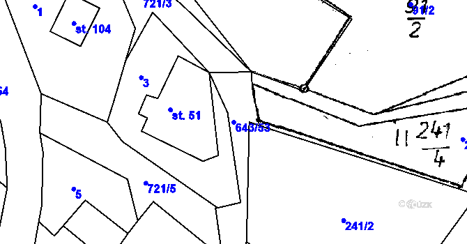 Parcela st. 643/53 v KÚ Tachov u Doks, Katastrální mapa
