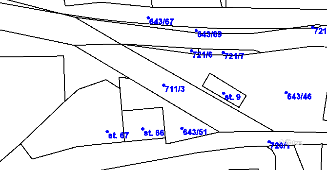 Parcela st. 711/3 v KÚ Tachov u Doks, Katastrální mapa