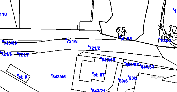 Parcela st. 721/2 v KÚ Tachov u Doks, Katastrální mapa