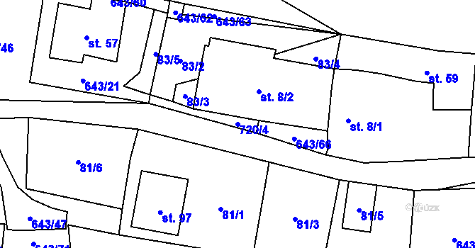 Parcela st. 720/4 v KÚ Tachov u Doks, Katastrální mapa