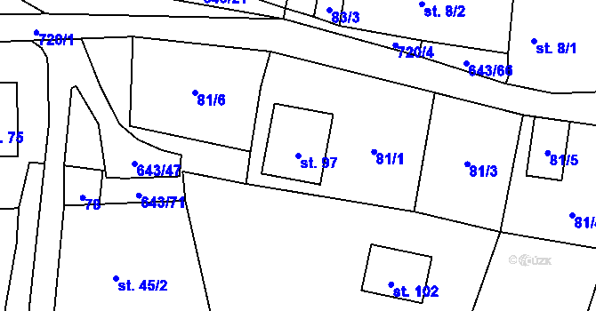 Parcela st. 97 v KÚ Tachov u Doks, Katastrální mapa
