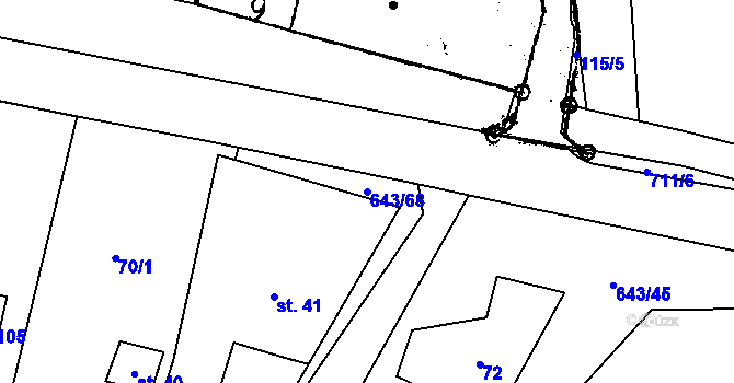 Parcela st. 643/68 v KÚ Tachov u Doks, Katastrální mapa