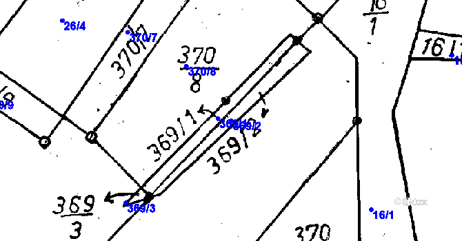 Parcela st. 369/2 v KÚ Tachov u Doks, Katastrální mapa