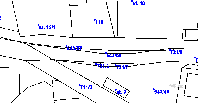 Parcela st. 643/69 v KÚ Tachov u Doks, Katastrální mapa