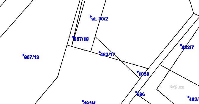 Parcela st. 483/17 v KÚ Tachov u Doks, Katastrální mapa