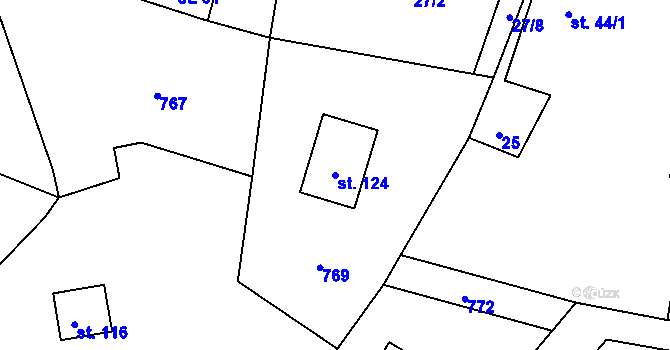 Parcela st. 124 v KÚ Tachov u Doks, Katastrální mapa