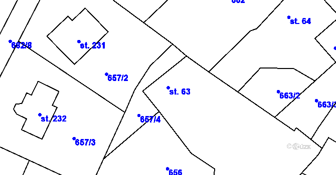 Parcela st. 63 v KÚ Bílkovice, Katastrální mapa