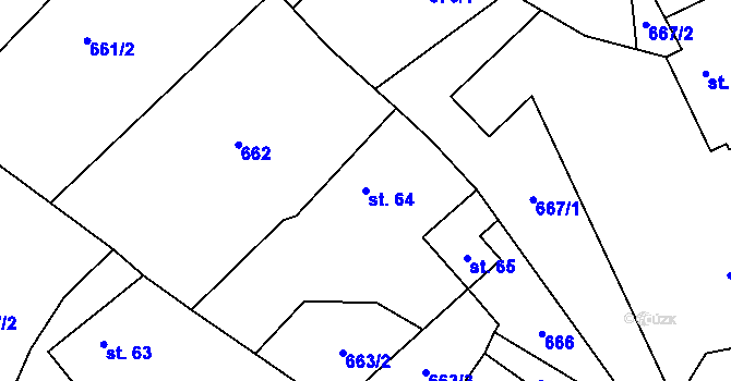 Parcela st. 64 v KÚ Bílkovice, Katastrální mapa