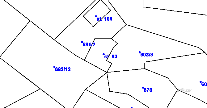 Parcela st. 93 v KÚ Bílkovice, Katastrální mapa